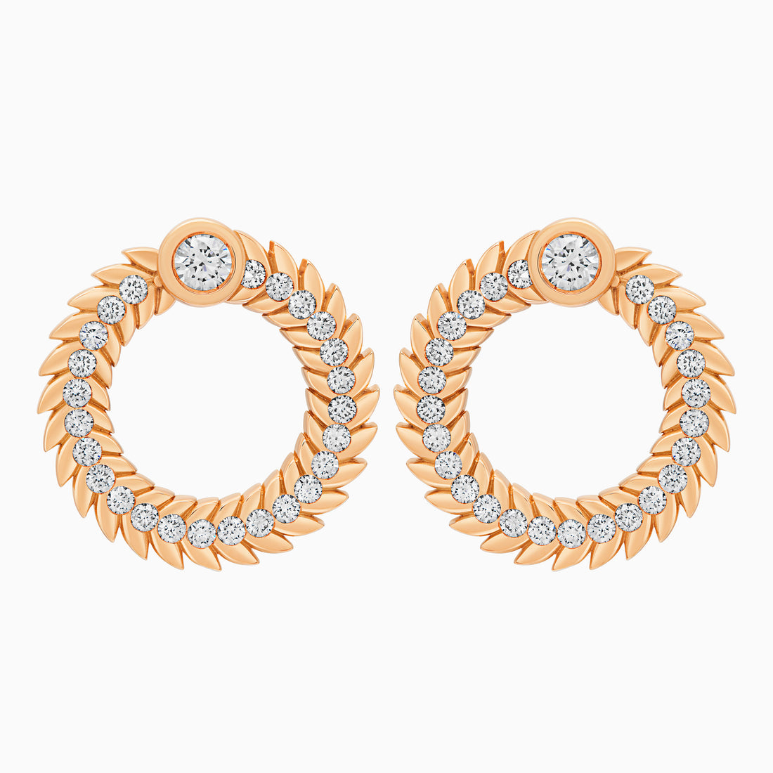 Full Diamond Alloro Large Hoop Earrings, Rose Gold