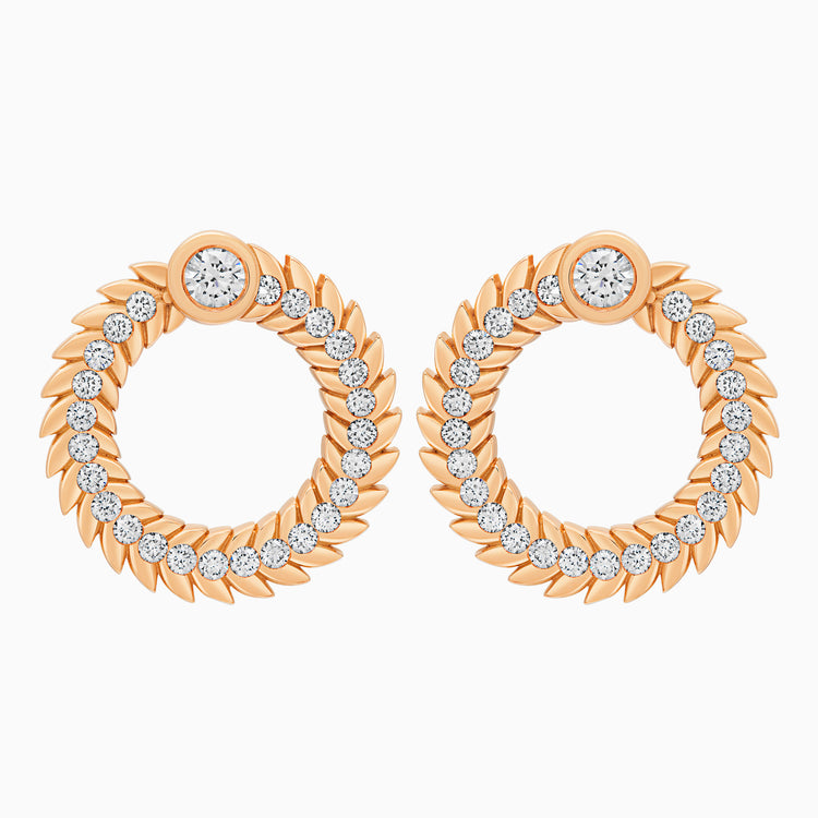 Full Diamond Alloro Large Hoop Earrings, Rose Gold
