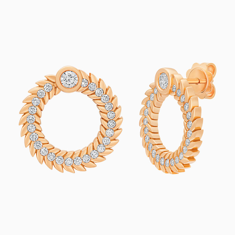 Full Diamond Alloro Large Hoop Earrings, Rose Gold