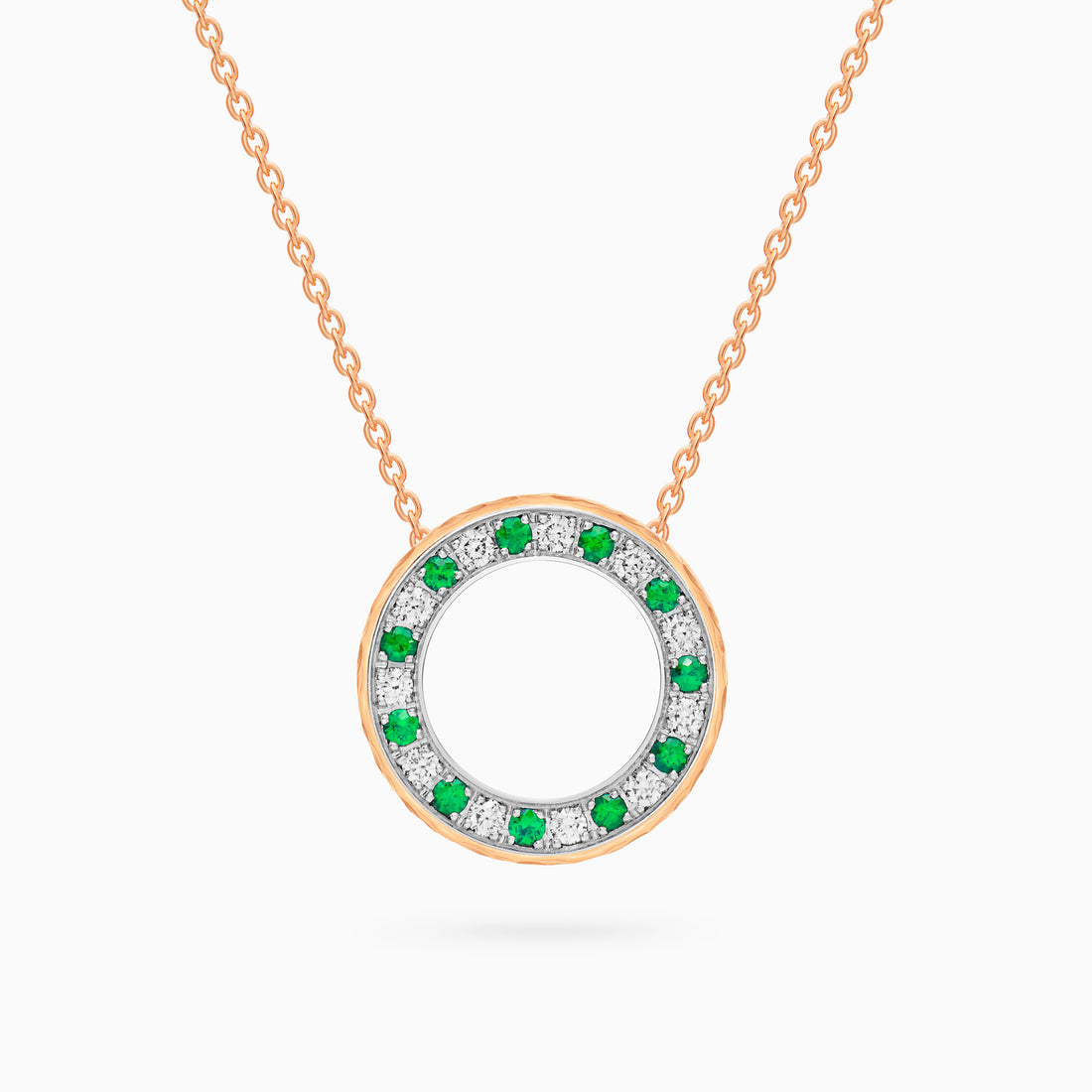 Diamond Torrini Classic Necklace with Emeralds, Rose Gold