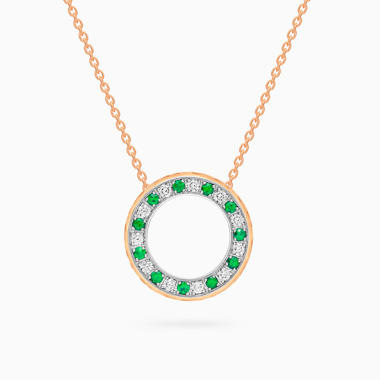 Diamond Torrini Classic Necklace with Emeralds, Rose Gold