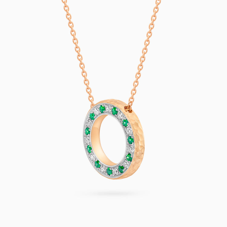 Diamond Torrini Classic Necklace with Emeralds, Rose Gold