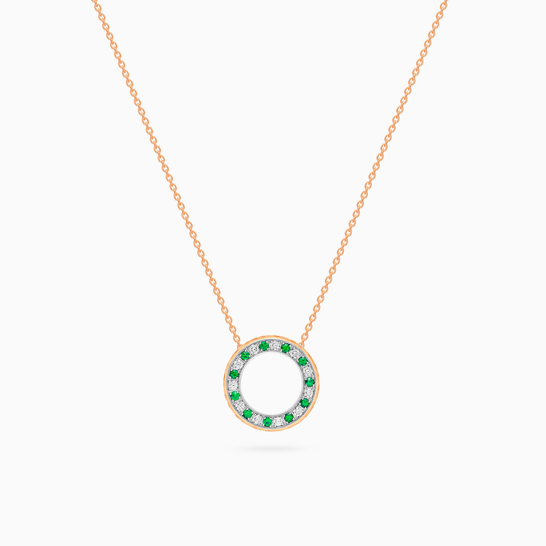 Diamond Torrini Classic Necklace with Emeralds, Rose Gold