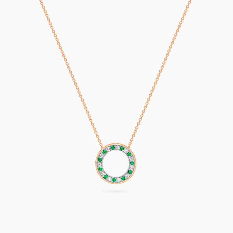 Diamond Torrini Classic Necklace with Emeralds, Rose Gold