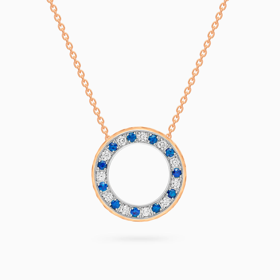 Diamond Torrini Classic Necklace with Sapphires, Rose Gold