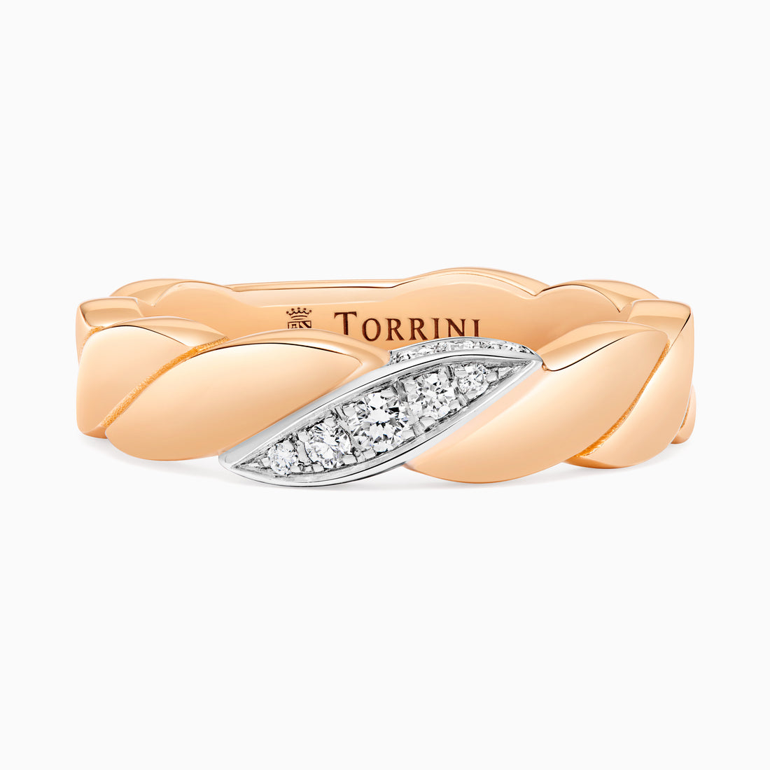 Gold Onda Ring with Diamonds, Rose Gold