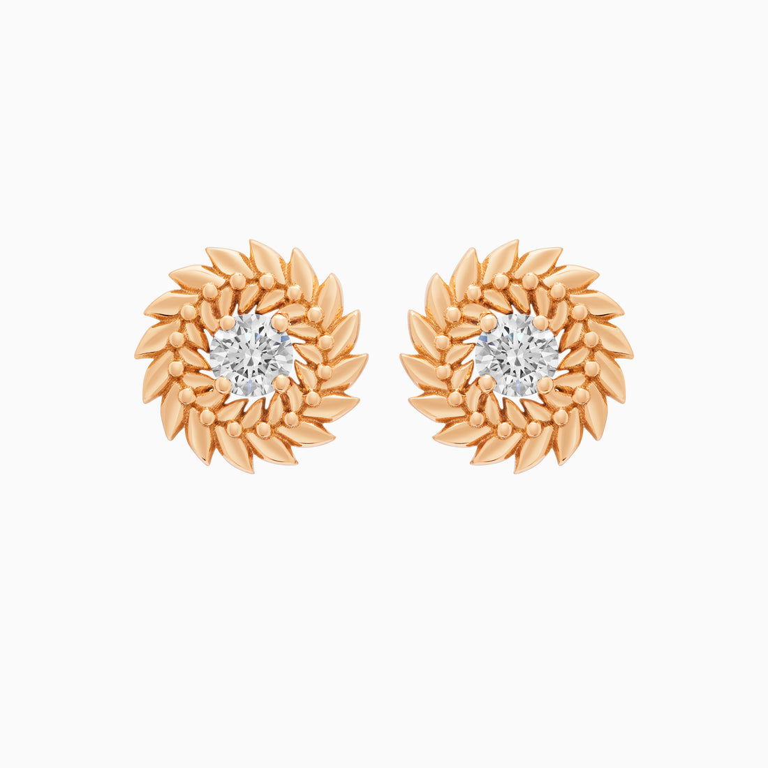 Diamond Alloro Stud Earrings, Rose Gold