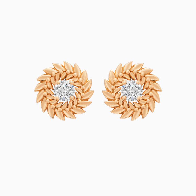 Diamond Alloro Stud Earrings, Rose Gold