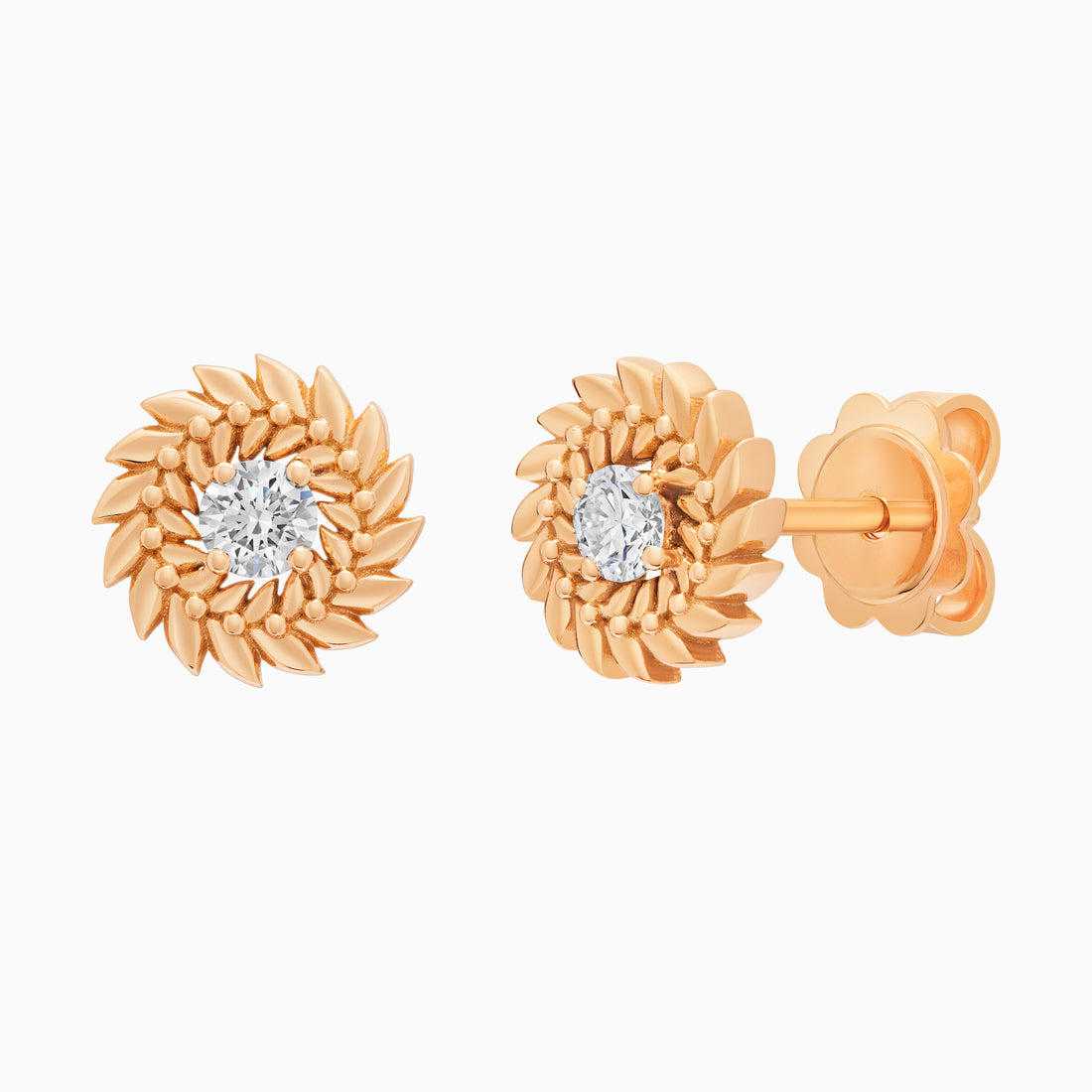 Diamond Alloro Stud Earrings, Rose Gold