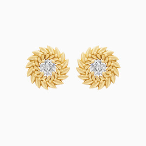 Diamond Alloro Stud Earrings, Yellow Gold