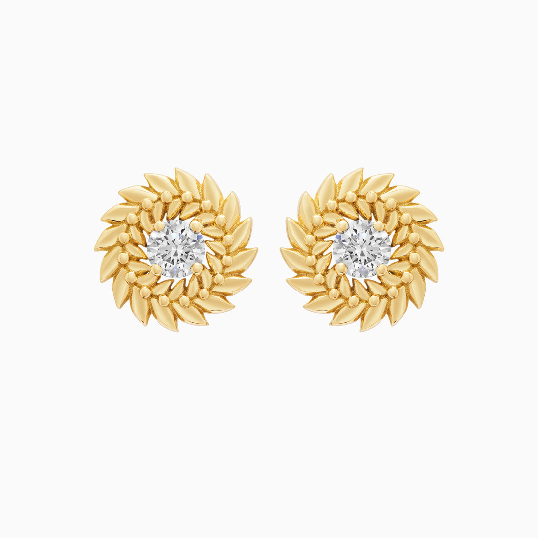 Diamond Alloro Stud Earrings, Yellow Gold