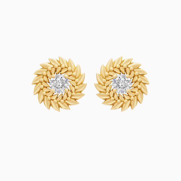 Diamond Alloro Stud Earrings, Yellow Gold