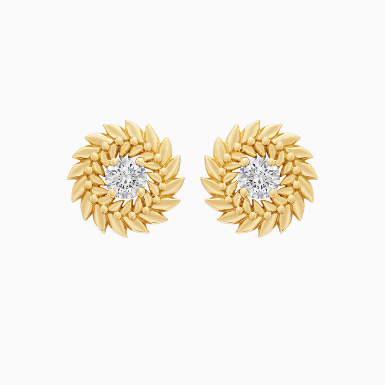 Diamond Alloro Stud Earrings, Yellow Gold
