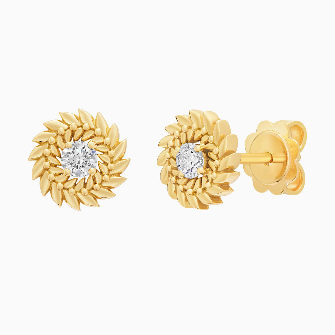 Diamond Alloro Stud Earrings, Yellow Gold