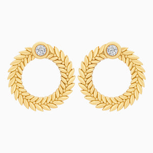 Diamond Alloro Large Hoop Earrings, Yellow Gold