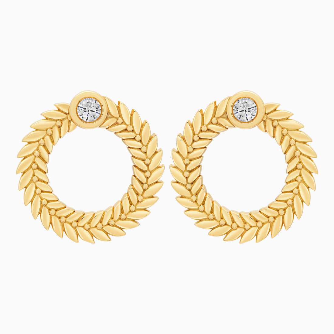 Diamond Alloro Large Hoop Earrings, Yellow Gold