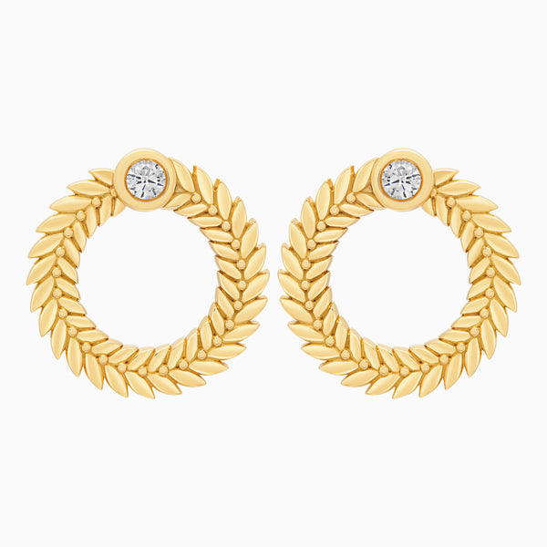 Diamond Alloro Large Hoop Earrings, Yellow Gold