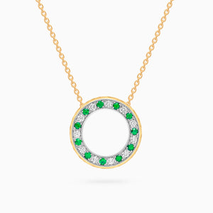 Diamond Torrini Classic Necklace with Emeralds, Yellow Gold