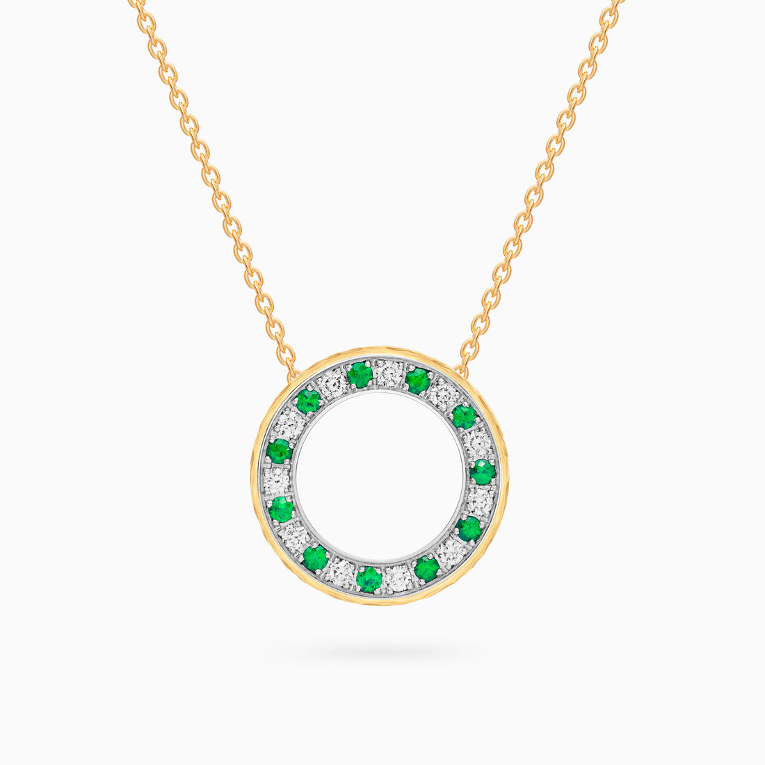 Diamond Torrini Classic Necklace with Emeralds, Yellow Gold