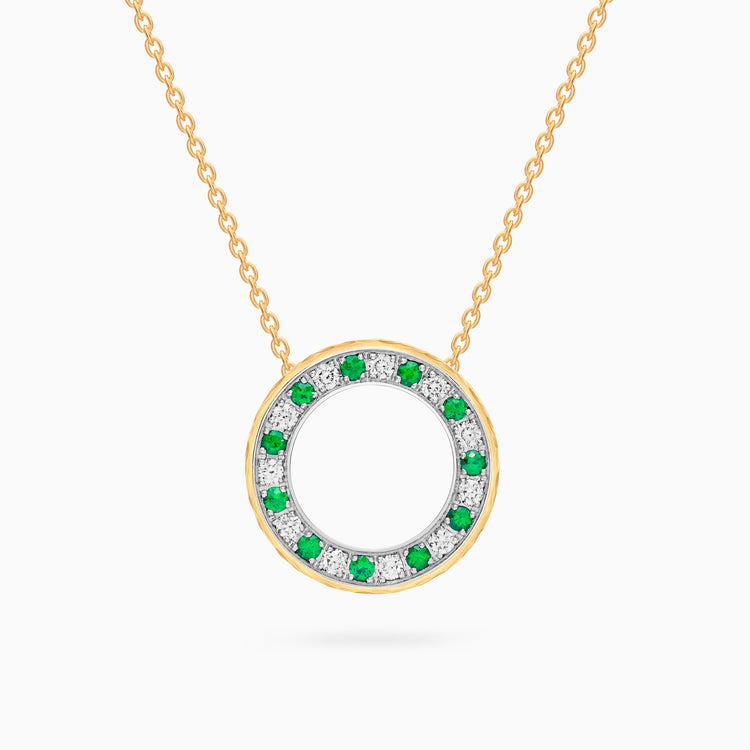 Diamond Torrini Classic Necklace with Emeralds, Yellow Gold