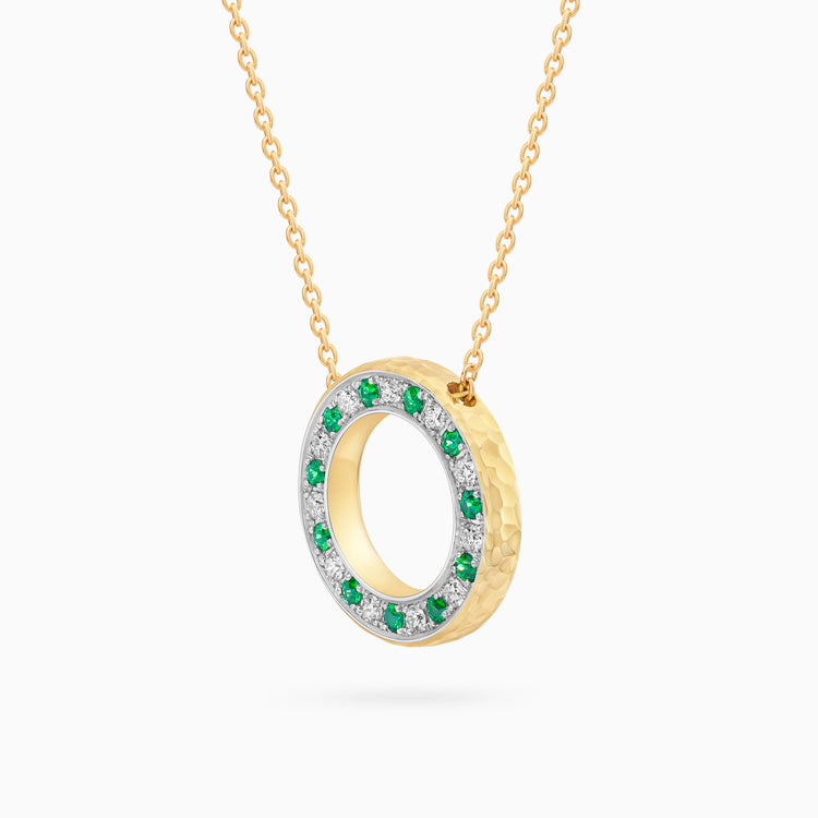 Diamond Torrini Classic Necklace with Emeralds, Yellow Gold
