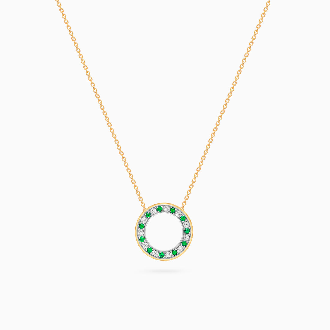 Diamond Torrini Classic Necklace with Emeralds, Yellow Gold