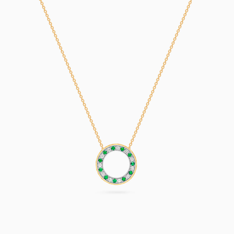 Diamond Torrini Classic Necklace with Emeralds, Yellow Gold