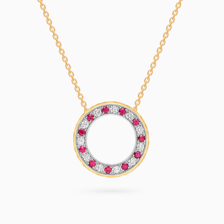 Diamond Torrini Classic Necklace with Rubies, Yellow Gold