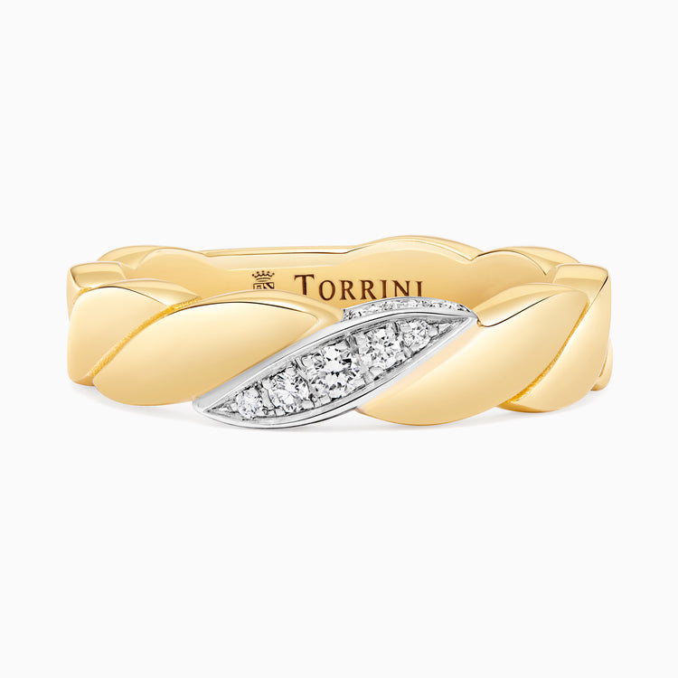 Gold Onda Ring with Diamonds, Yellow Gold