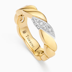 Gold Onda Ring with Diamonds, Yellow Gold