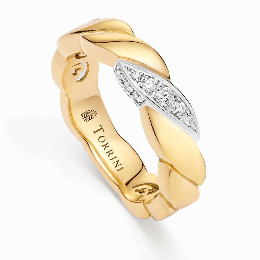 Gold Onda Ring with Diamonds, Yellow Gold