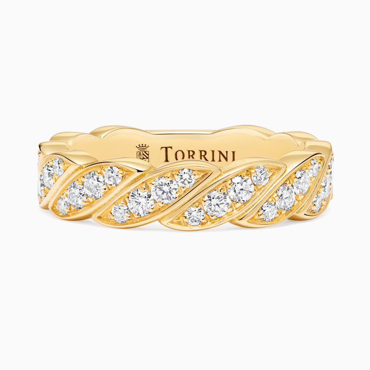 Diamond Onda Ring – Full Pavé, Yellow Gold