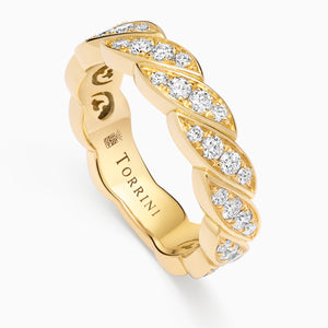 Diamond Onda Ring – Full Pavé, Yellow Gold