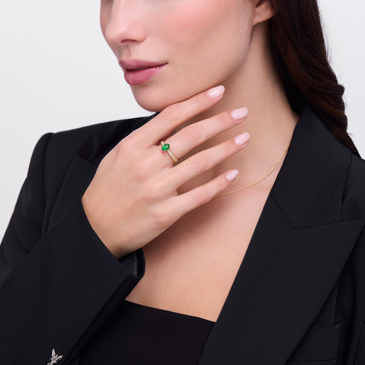 Emerald Alloro Griffe Medium, yellow gold