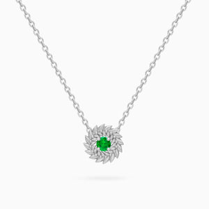Emerald Alloro Small Necklace, Platinum
