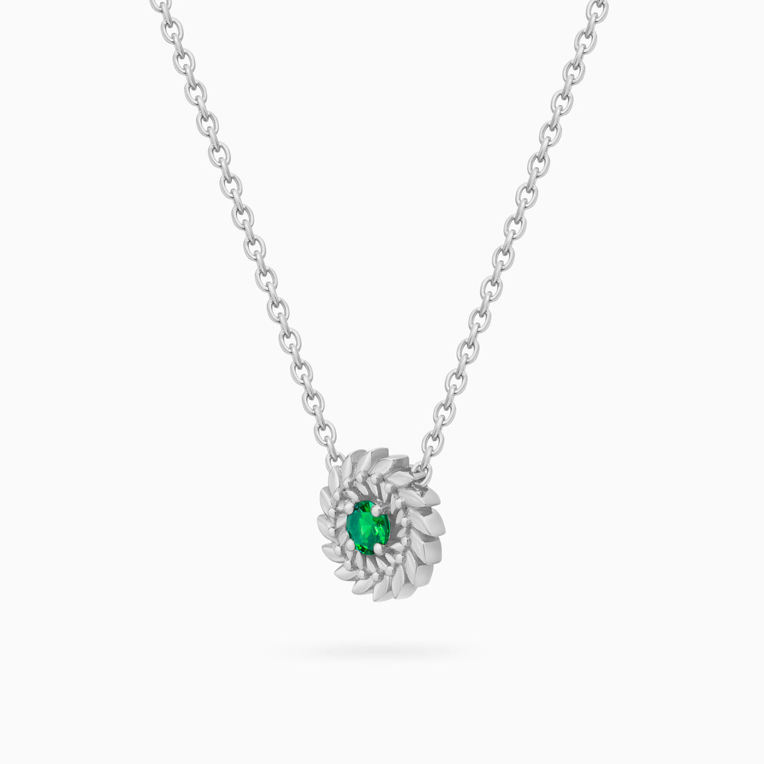 Emerald Alloro Small Necklace, Platinum