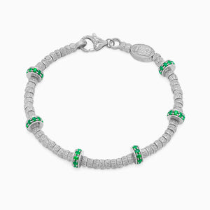 Emerald Botticelle Medium Bracelet, White Gold