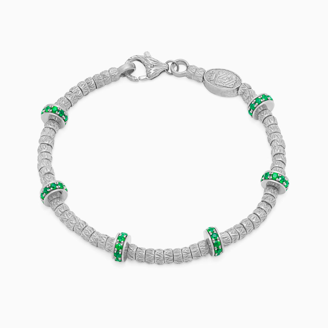 Emerald Botticelle Medium Bracelet, White Gold