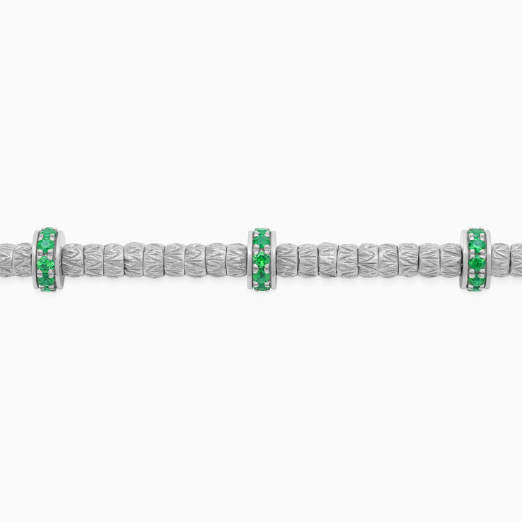 Emerald Botticelle Medium Bracelet, White Gold