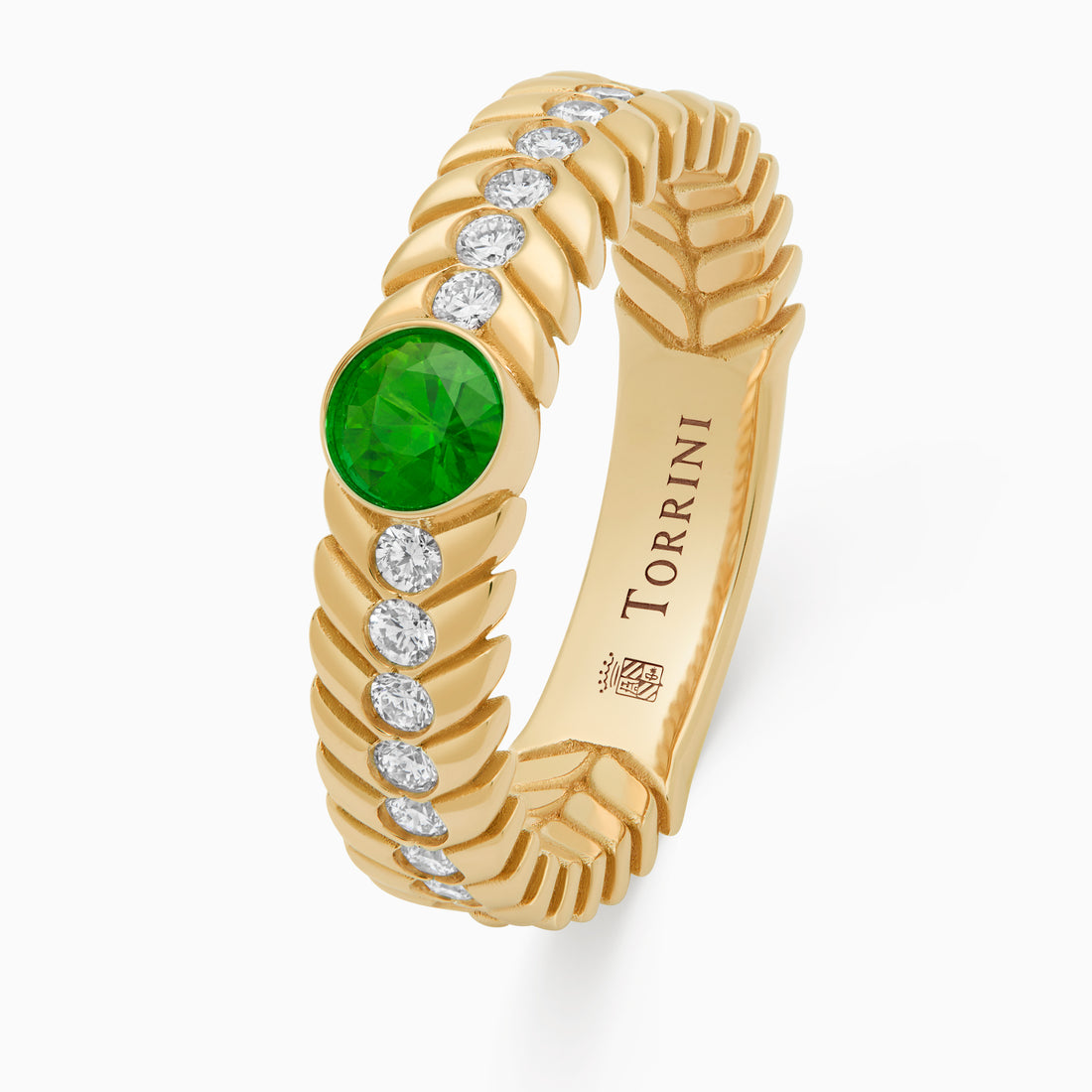 Emerald Alloro Big with diamonds, yellow gold