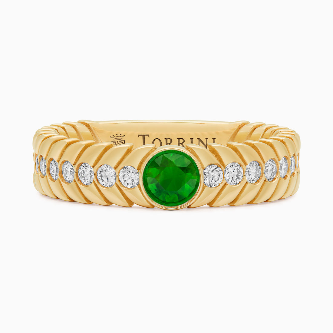 Emerald Alloro Big with diamonds, yellow gold