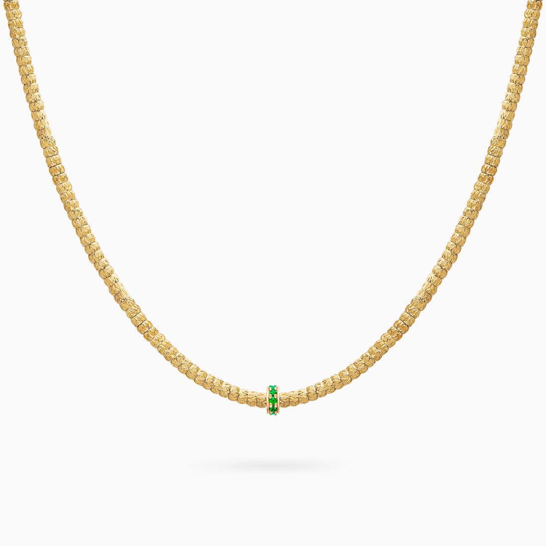 Emerald Botticelle Medium Necklace – 1 Wheel, Yellow Gold