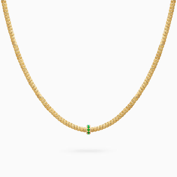 Emerald Botticelle Medium Necklace – 1 Wheel, Yellow Gold