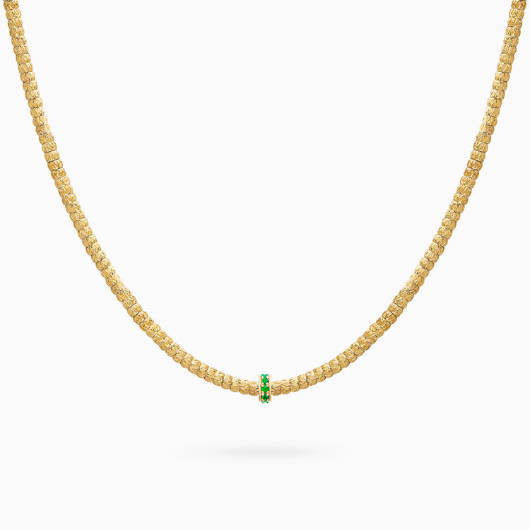 Emerald Botticelle Medium Necklace – 1 Wheel, Yellow Gold