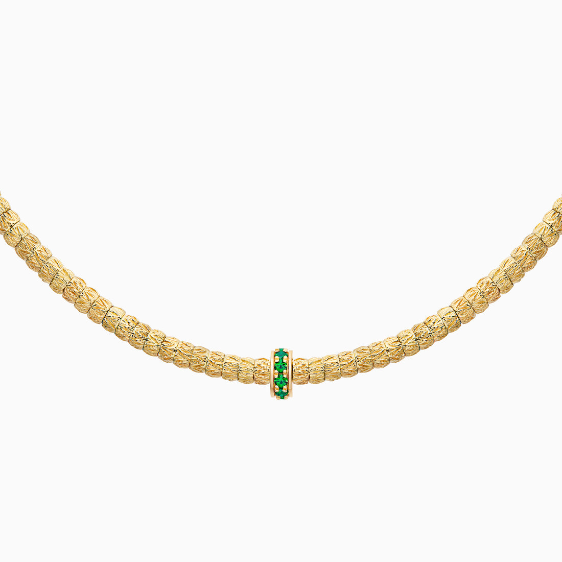 Emerald Botticelle Medium Necklace – 1 Wheel, Yellow Gold