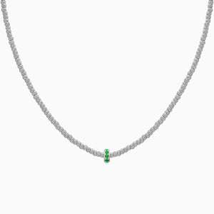 Emerald Botticelle Small Necklace – 1 Wheel, White Gold