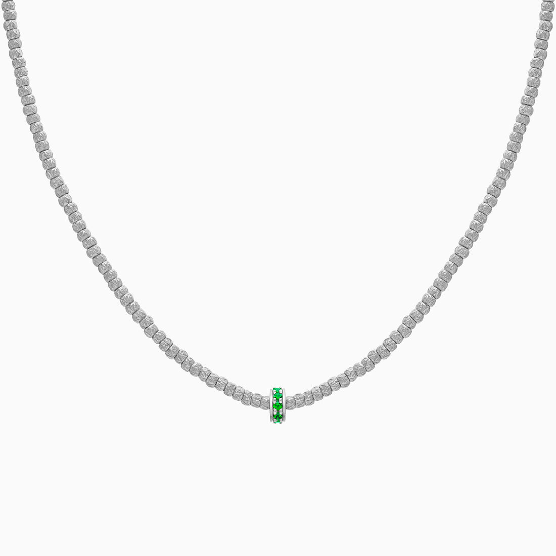 Emerald Botticelle Small Necklace – 1 Wheel, White Gold