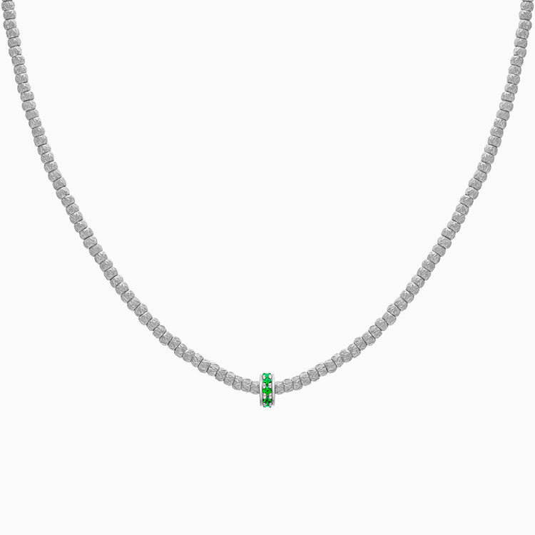Emerald Botticelle Small Necklace – 1 Wheel, White Gold