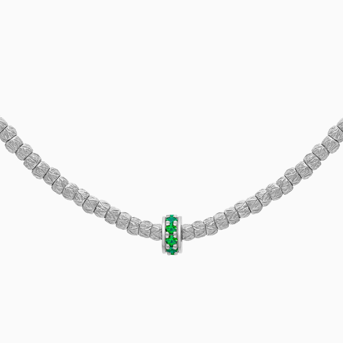 Emerald Botticelle Small Necklace – 1 Wheel, White Gold