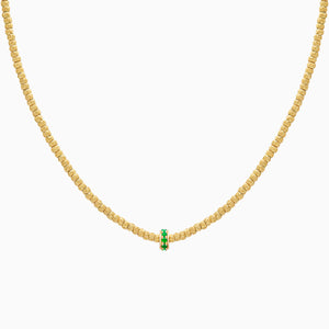 Emerald Botticelle Small Necklace – 1 Wheel, Yellow Gold
